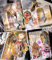 60Pcs Vintage Glazed Window Themed Stickers, 6 Packs Holographic Gothic Cathedra