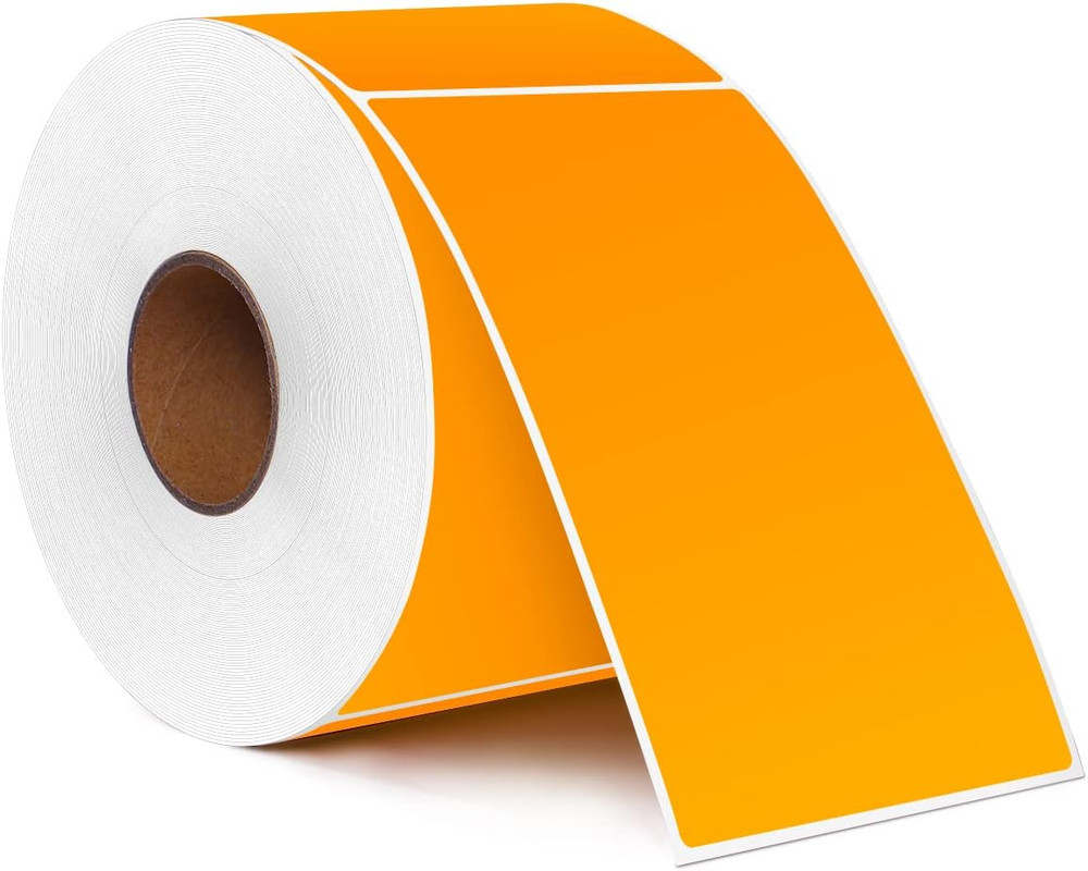 Rectangle Color Code Labels 3×5 Inch 500 Pack Fluorescent Orange Adhesive Roll