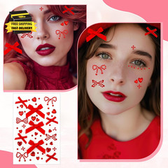 4 Sheets Bow Face Gems Stickers, Heart Rhinestones Hair Jewel, Self Adhesive Cry