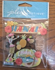 Scrapbooking Crafts Jolee’s Stickers 3D Hawaii Dancer Tropical Drinks Aloha Tiki