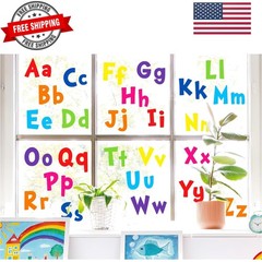 9 Sheet Alphabet Letters Window Clings 26 Uppercase & Lowercase Letters Reusa…