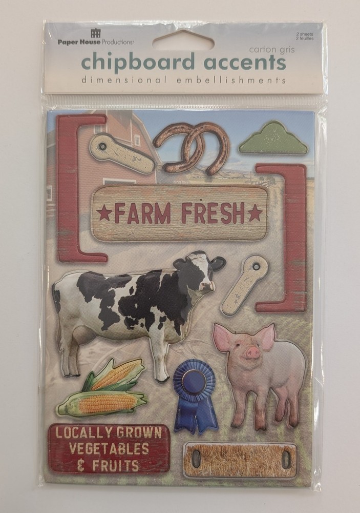 Farm Themed Chipboard Accents Scrapbooking Embellishments By Paper House