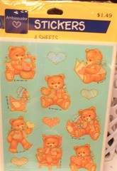 NOS 1987 Hallmark Ambassador Stickers Sweet Heart Teddy Bears Valentines- SEALED
