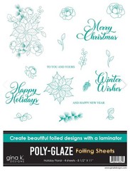 Gina K Designs POLY-GLAZE Foiling Sheets Holiday Floral 3 Sheets