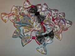 New 37 Satin Color Trim & Dot Print Bows Craft Scrapbooking etc. New