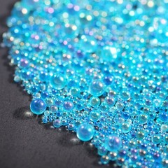 50g Sky Blue Glass Caviar MicroBeads Bubbles Balls Fillers Mixed Size Nail Art