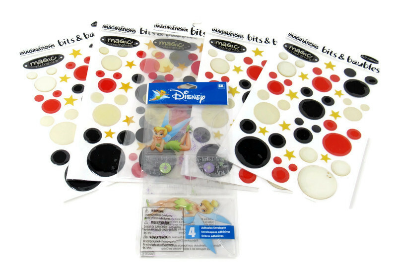 Lot of 6 Packs Disney Mickey Icon & Tinker Bell Sticker Envelopes 3D