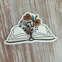 BOOKS and Flowers High quality stickers Fun and Cute for laptop water bottle