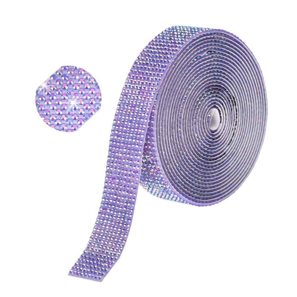 Self Adhesive Rhinestone Strips 3 Yards 0.7 Inch for Craft,Dark Purple AB