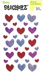 Darice Stickerz Red, Pink, Purple Glitter Hearts