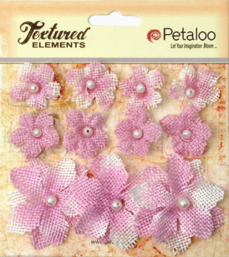 Petaloo Textured Elements » BURLAP FLOWERS x 11 Lavender 1208-207