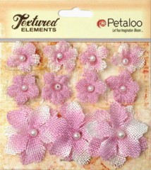 Petaloo Textured Elements » BURLAP FLOWERS x 11 Lavender 1208-207