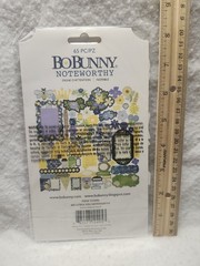 Bo Bunny Noteworthy 65 Pieces Die Cuts Blue Yellow Green Floral Scrapbooking NEW