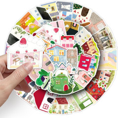 50 Hand-Drawn House Stickers – Waterproof Vinyl for Journal, Notebook, Scrapbook