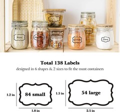 Kitchen Pantry Food Containers Clear Labels with Black Border 138 Waterproof