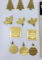 66 Pc Gold Metal Christmas Embossed Embellishments Charms Tree Stocking Ornament