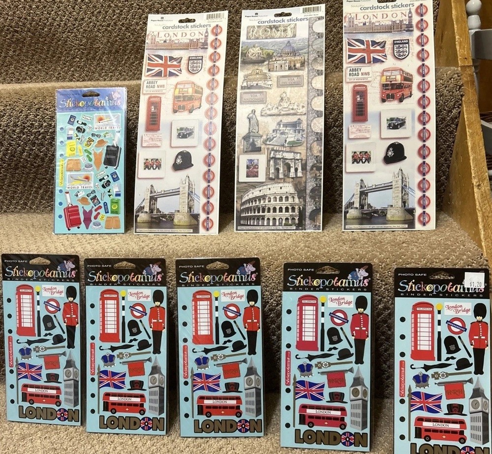 Lot of 8 STICKOPOTAMUS PAPER HOUSE STICKERS ALL NEW TRAVEL THEME LONDON ROME