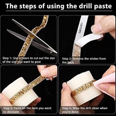 5pcs Self Adhesive Rhinestone Strips 5 Yards Total 1cm Width Cuttable DIY Rhines