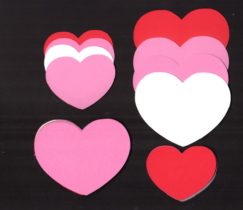 Heart Die Cuts – Valentine Die Cuts, 2″ & 1-1/2″ tall – 10 each size. Any Color