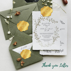 300 Pc 1.5″Gold Envelope Seal Gold Thank You Sticker Embossed Foil Self-Adhesive