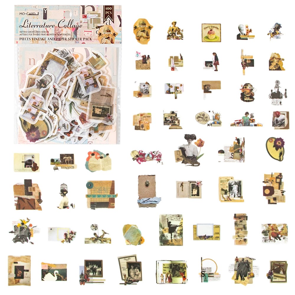 100 Pcs Vintage Journaling Scrapbooking Supplies Scrapbook Stickers Paper