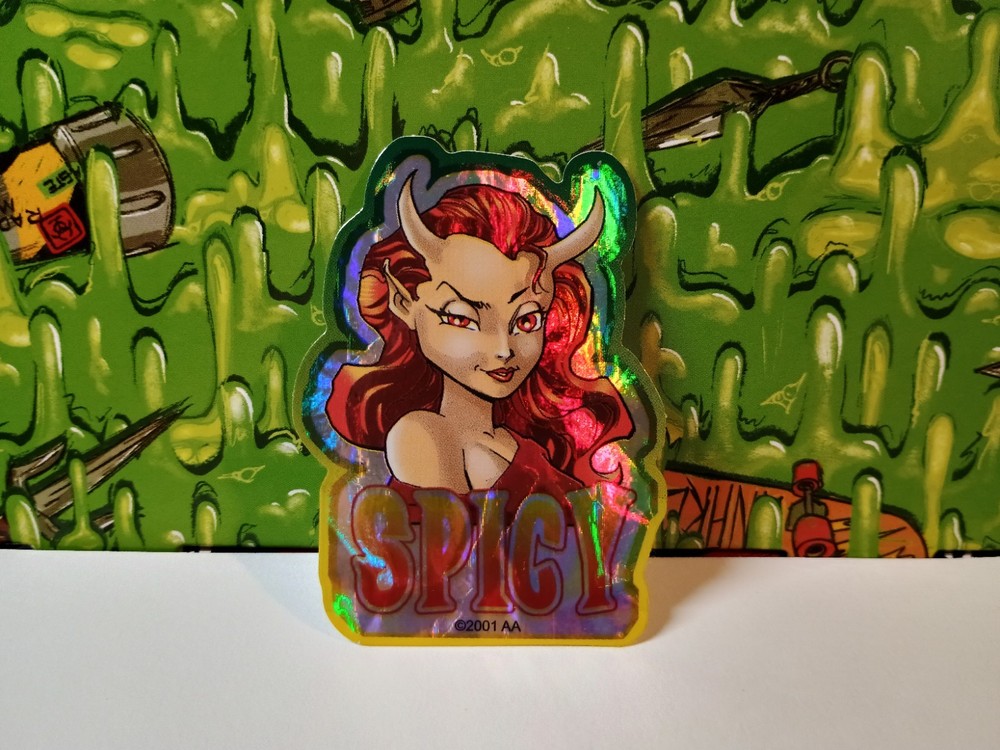 Vintage Stickers Spicy Devil Girl Prism Vending Machine Sticker VTG