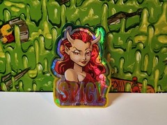 Vintage Stickers Spicy Devil Girl Prism Vending Machine Sticker VTG