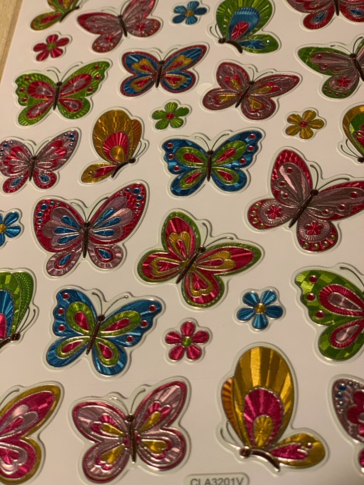 STICKABILITIES THE PAPER STUDIO GLITTER SHINY FOIL FLOWERs & BUTTERFLIES 34PCS
