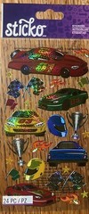 STICKO RACE CARS NASCAR BOY RACING Track Flags Pit Stop Light Scrapbook STICKERS