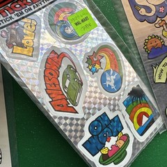 Vintage 80s Gordy Glitter Sticker Mini Album Scratch & Sniff Prism Silver Glow