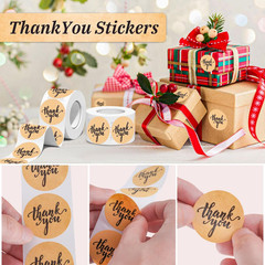 Thank You Stickers 500Pcs 1.5″ Kraft Labels Self Adhesive For Packaging Gifts