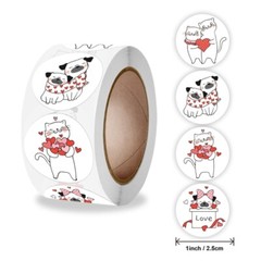 500Pcs/Roll Cute for Cat Dog Thank You Stickers Round Cartoon Animal Adhesive La