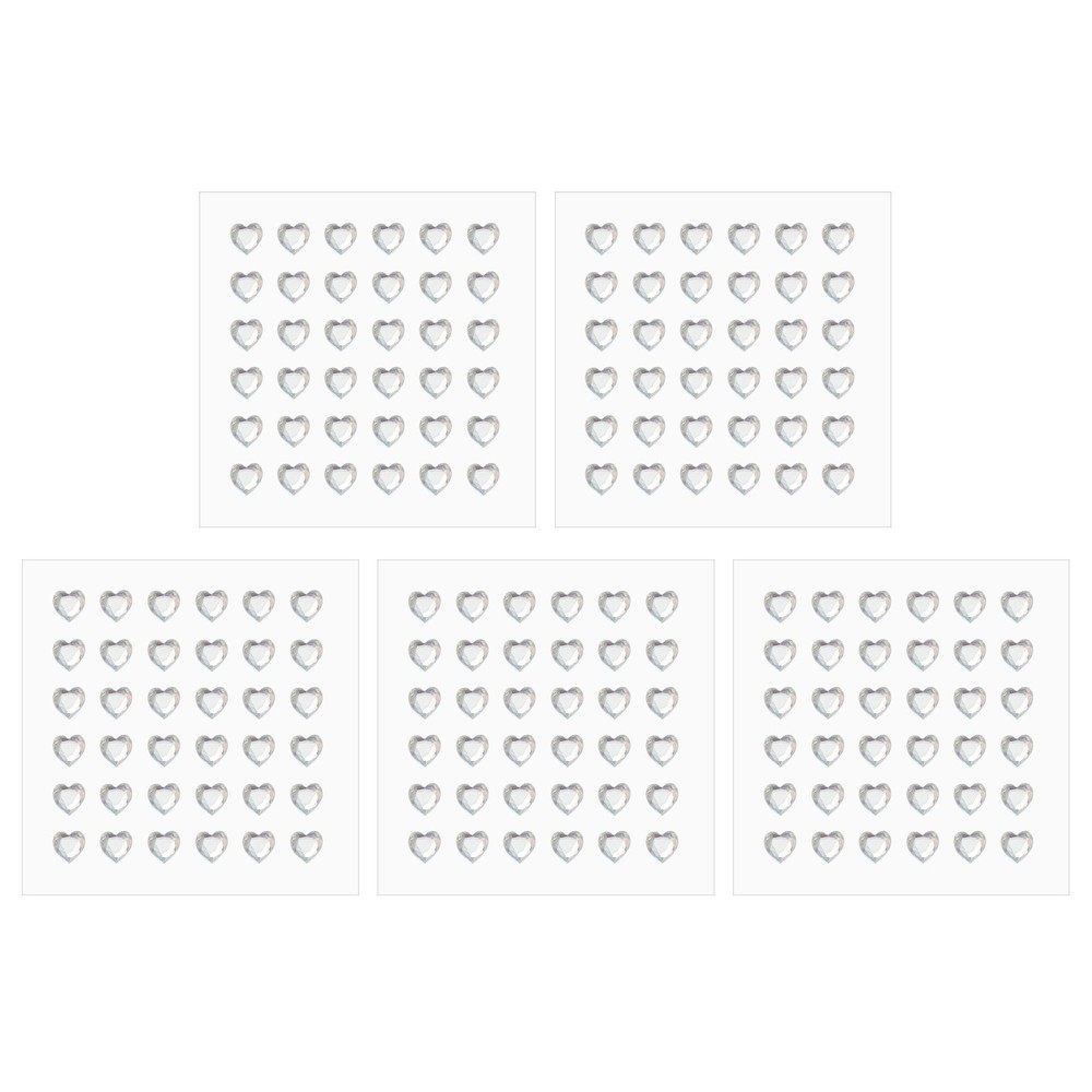 5 Sheet Heart Gem Stickers 8mm, Self Adhesive Rhinestones Jewel Sticker Grey