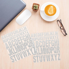 15 Sheets Silver Letter Stickers 780 Pcs Glitter Capital Letters Large Self-Adhe