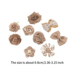9Pcs Jute Bows Embellishments Bowknot Handmade Material Charms Rustic for
