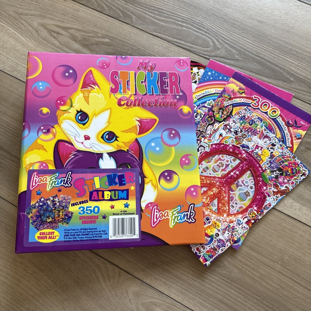VTG Lisa Frank My Sticker Collection 3 Ring Binder Kitten Bubbles w/Stickers