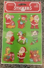 2 Vintage 80s Eureka Christmas Stickers SEALED Retro cute kids words Stick ons