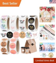 Vibrant 1-Inch Thank You Stickers – 3000 Pcs with Gold Foil for Gifts and Crafts