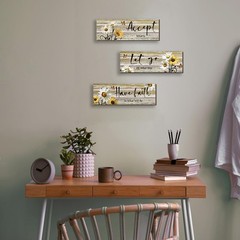 ZINYAZHE 3 Pcs Farmhouse Bathroom Wall Art – Daisy Floral Flowers and Butterf…