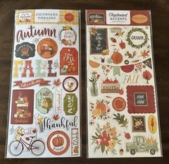 Carta Bella Chipboard Accents/Phrases Fall Theme (lot of 5)