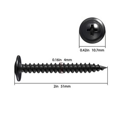 (100 pcs)#8×2″ Black Truss Head Wood Screws Quick Metal Self Tapping Zinc O