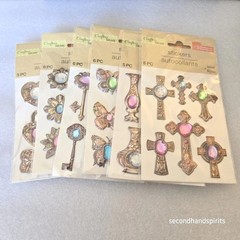 NEW Crafters Square 6 Pkgs Bejeweled Metallic Stickers Steampunk Victorian