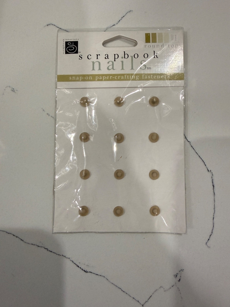 Scrapbook Interiors Nails Round Top Snap-On Paper-Crafting Fastener Fawn Color