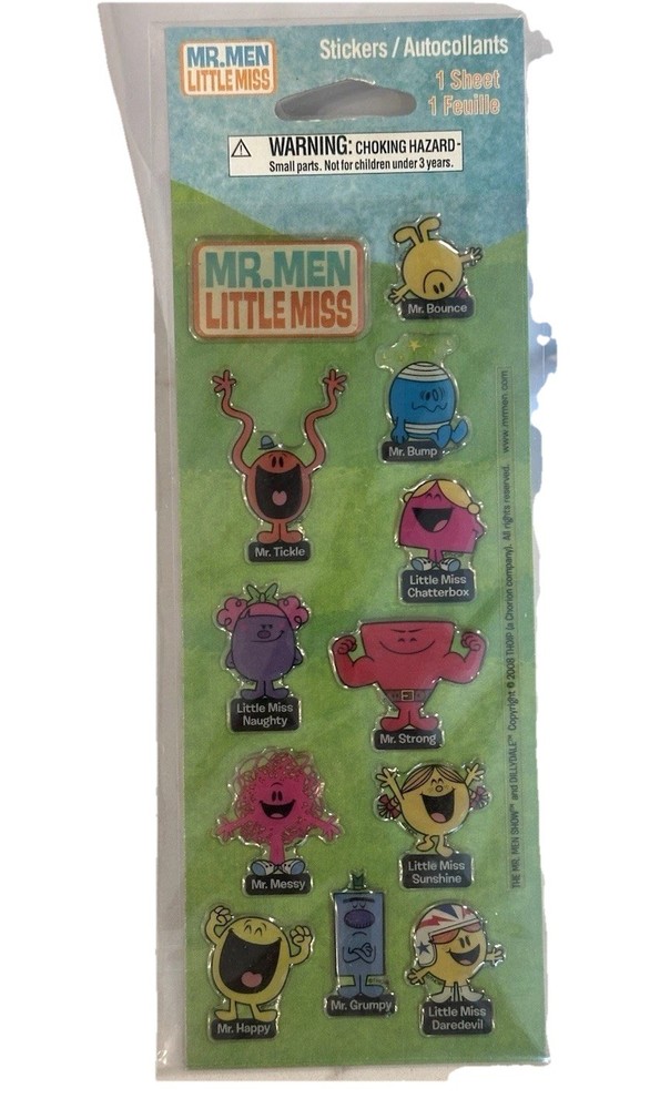 Lot of 2 Mr Men and Little Miss Stickers (2008) Scrapbooking, Cardmaking