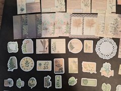 Retro Material Pack 100 Pc Scrapbooking JJ Craft Kit Supplies Plant Handwriting