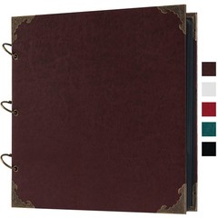 Potricher 10×10 Brown Leather Scrapbook Album Hardcover 80 Page DIY Photo Memory