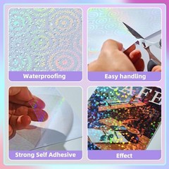 36 Sheets Holographic Sticker Paper, Clear Vinyl Laminate Film for Stickers S…