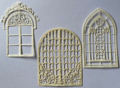 INTRICATE WINDOW/DOORWAY Die-Cuts(3pc)Antique•Key•Front door•House •Stain Glass•