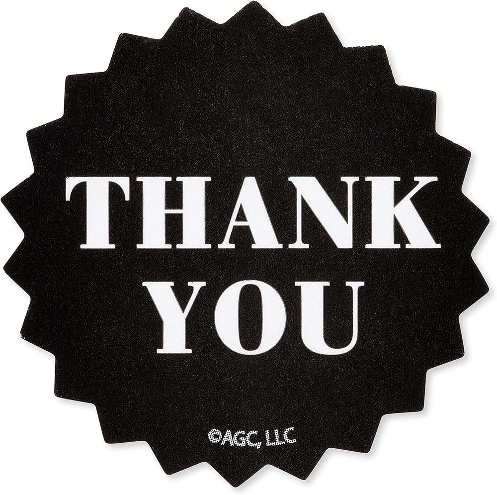 Thank You Stickers or Seals, Black & White Design (500-Count)