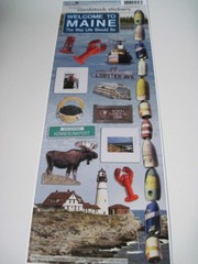 Scrapbooking Stickers Paper House 13″ Maine Lobster Lighthouse Moose Berries